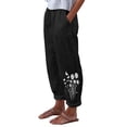 thumbnail image 4 of DeHolifer Pants for Women Cotton Linen Summer Casual Baggy Comfy Wide Leg Trousers Lounge Pants with Pocket Black M, 4 of 8