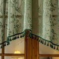 thumbnail image 3 of Sunyuer Dark Green Sheer Valance Curtain for Windows, Rustic Floral Muted Green Window Lace Curtain, Rod Pocket Light Filtering Valance, 1 Panel, 3 of 8