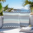 thumbnail image 4 of Vintage Outdoor Pillow Covers Pack of 2 Medieval Bohemian Blue Geometric Stripe Waterproof Throw Pillow Covers Decorative Cushion Cases for Patio Garden Tent Balcony Couch 18x18 inch, 4 of 8