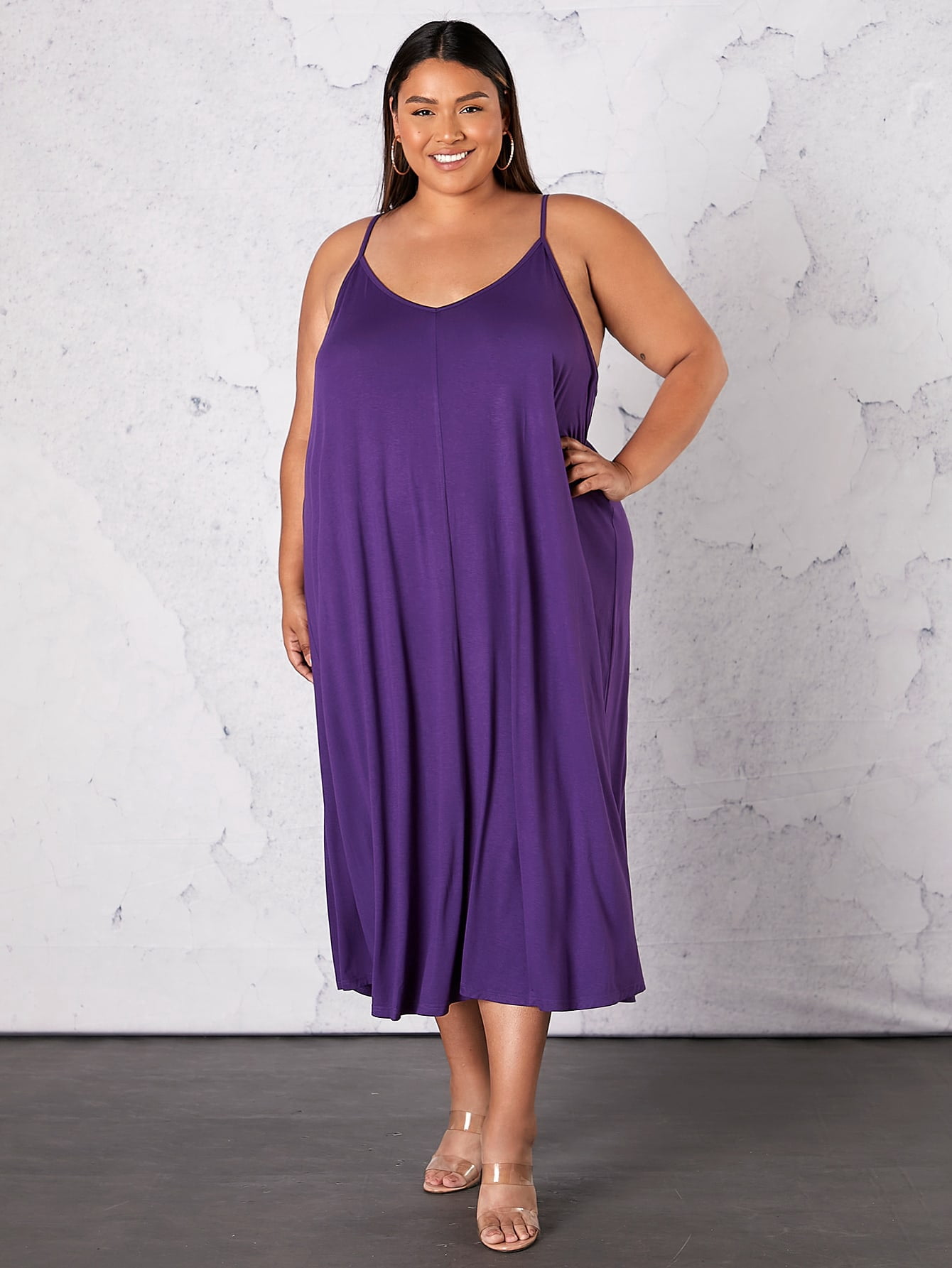 Solid Cami Dress A220902N Violet Purple 