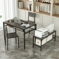 thumbnail image 2 of Giantex Space-saving Dining Table Set for 4, Industrial Rectangular Table w/ 2 Chairs, 1 Bench, Storage Racks, 2 of 10
