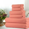 thumbnail image 2 of CASA COPENHAGEN Waffle Towel, 6Pieces 100% Cotton Large Towel Set- Malibu Peach, 2Bath 2Hand 2Washcloths Instant Absorb and Dry, Soft Strong Towels for Hotel Spa Kitchen Bathroom & Shower, 2 of 5