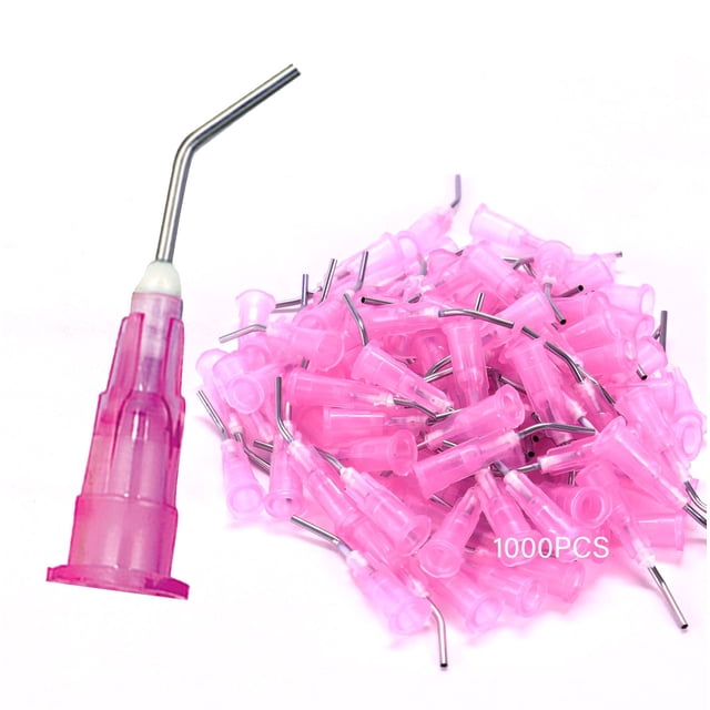 Puntas dentales LA MIERE precurvadas calibre 18 color rosa, paquete de 1000