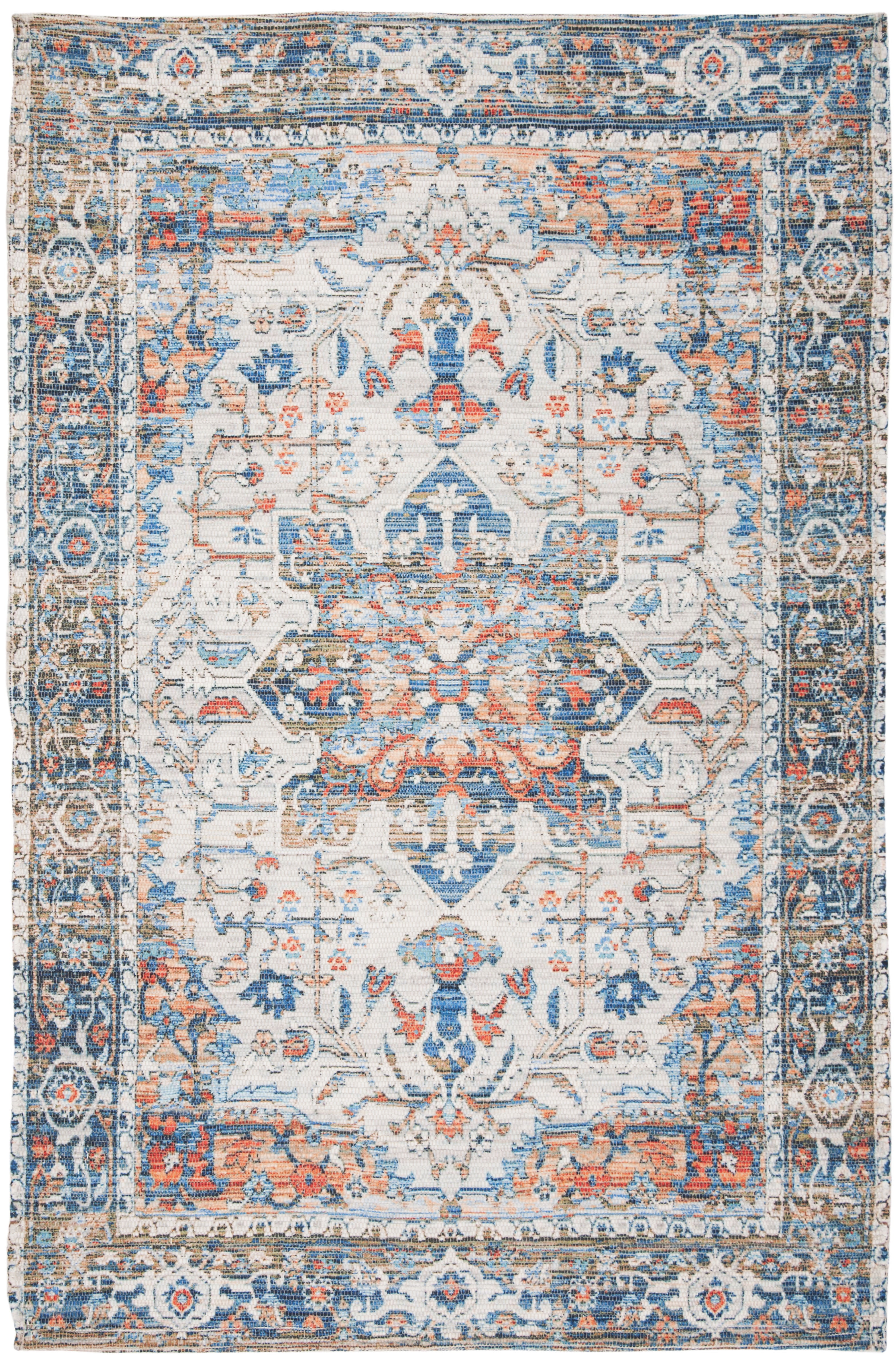SAFAVIEH Saffron Coty Geometric Cotton Area Rug, Grey/Blue, 8' x 10'