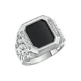 thumbnail image 4 of RYLOS Men's Rings 14K White Gold Ring With Diamonds and Black Onyx Set in Designer Nugget Style Rings For Men Size 8, 4 of 9