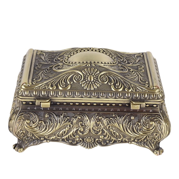 Vowen Metal Vintage Jewelry Box Rectangular Trinket Storage Organizer, Bronze, 5.0 x 3.3 x 2.6 in