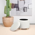 thumbnail image 3 of Valia Faux Sheepskin Upholstered Round Storage Ottoman White, 3 of 6