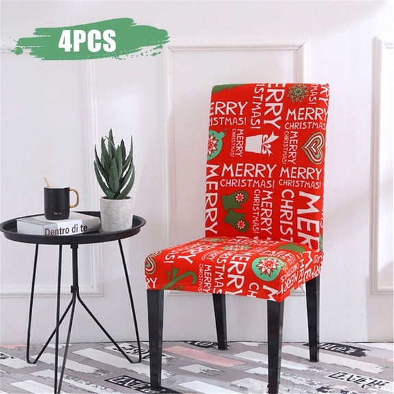 Vikakiooze 2022 Christmas Dining Room Chair Covers Slipcovers, Fabric Fit Stretch Soft Removable