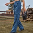 thumbnail image 6 of biudgviw Jeans for Women Casual High Elastic Waisted Denim Pants Trendy Straight Leg Hiking Cargo Pants with Pockets, 6 of 7