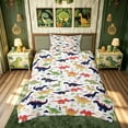 thumbnail image 3 of meiyoeat Colorful Cartoon Dinosaur Twin Duvet Cover for Kids Boys Girls, Prehistoric Twin Bedding, Multi-Color, Reversible, 2 Pieces, 1 Duvet Cover and 1 Pillowcase, 3 of 6