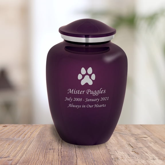 Dog Paw Pet Cremation Urn - 6 Colors - 2 Sizes
