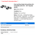 thumbnail image 2 of Front and Rear Brake Pad and Rotor Kit - Compatible with 2012 - 2017 Hyundai Accent 2013 2014 2015 2016, 2 of 2