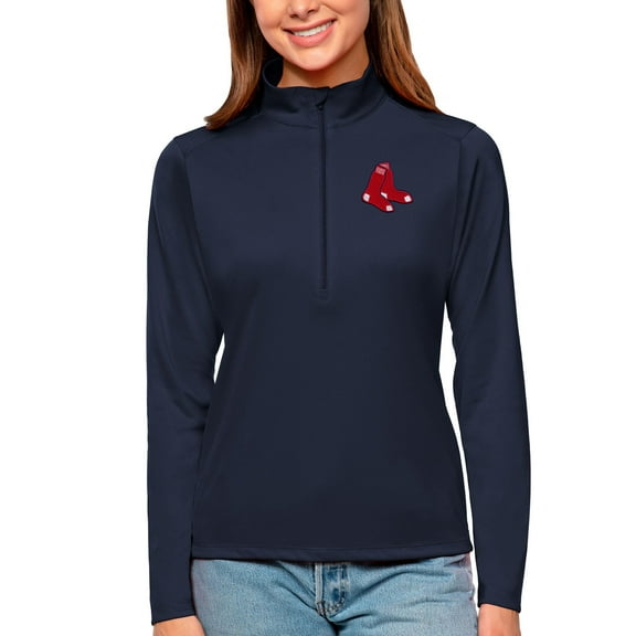 Women's Antigua Navy Boston Red Sox Tribute Quarter-Zip Pullover Top