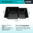 thumbnail image 6 of 32" x 19" Quartz Kitchen Sink, Double Bowl Sink, Drop-in Sink, Undermount Sink, Granite Kitchen Sink, Galaxy Black Kitchen Sink Lexicon Platinum LP-4060-K-SO, 6 of 12