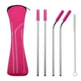 thumbnail image 2 of 4Pcs Dream Lifestyle Reusable Stainless Steel Straws, Metal Bent Straight Straws with Silicone Tips & 1 Cleaning Brush & 1 Travel Bag, Metal Drinking Straws for Tall Tumblers, 2 of 8