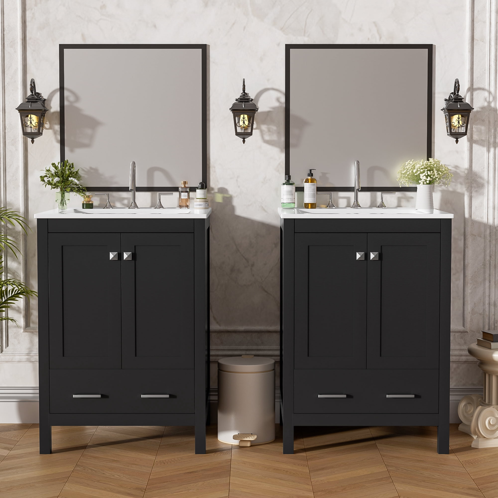 Euroco 48-Inch Bathroom Vanity with Integrated Undermount Sink, Storage Cabinet, Soft-Close Doors, Divided Drawer, and Double-Layer Door Shelf for Versatile Storage