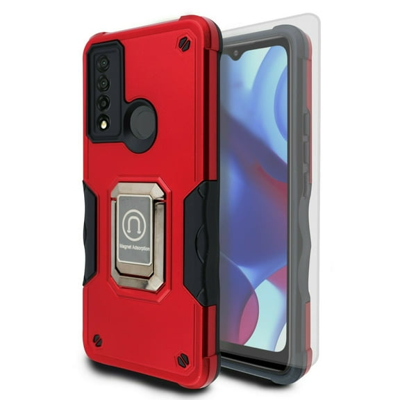 for TCL 20XE 20 XE with Screen Protector Phone Case Corner Guard Magnetic Kickstand Hybrid Slim Bumper Shock Cover