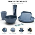 thumbnail image 2 of Loobuu Wheat Straw Dinnerware Sets (48PCS ) - Lightweight & Unbreakable Microwave Safe Plates Set, Bowls, Cups, Forks and Spoons, Service for 4 (Blue), 2 of 7