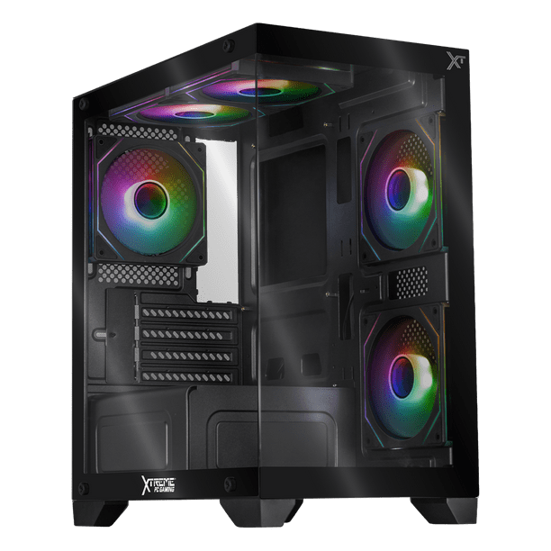 Gabinete XTREME PC GAMING Crystal Hive Mini Torre 5 Fan ARGB Negro CXT3600BK
