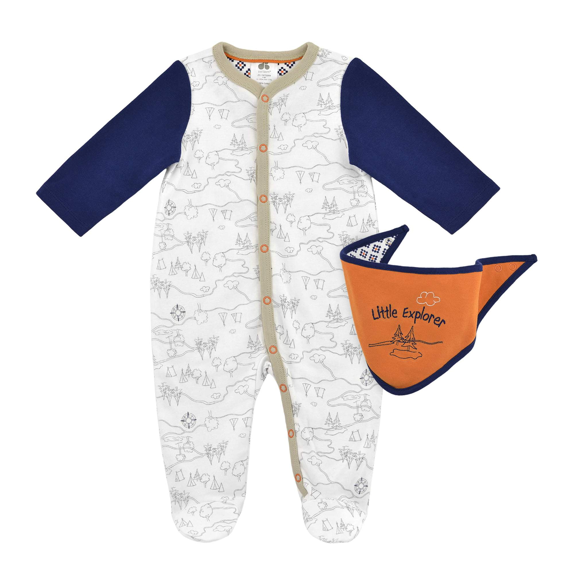 Just Born Just Born Newborn Baby Boy Snap Front Sleep 'N Play with