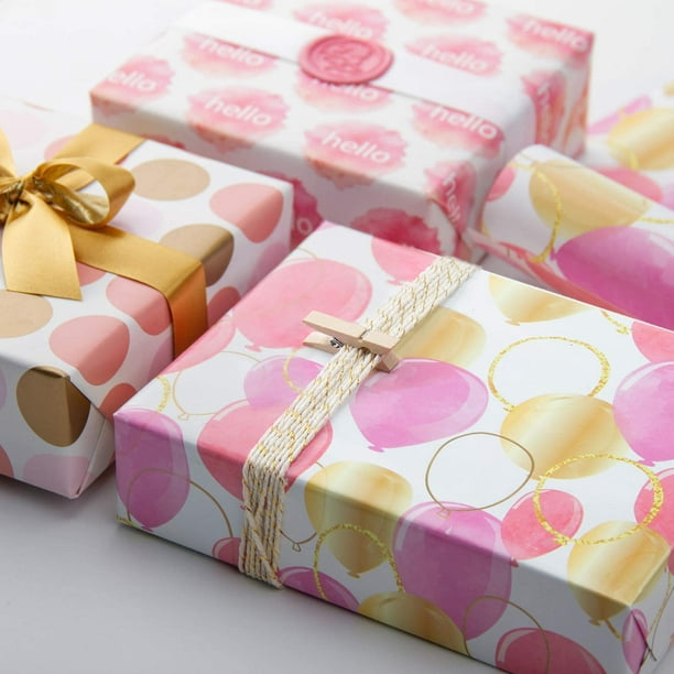 6 rouleaux Papier d'emballage Noël à motif flocon de neige aléatoire cadeau, Mode en ligne