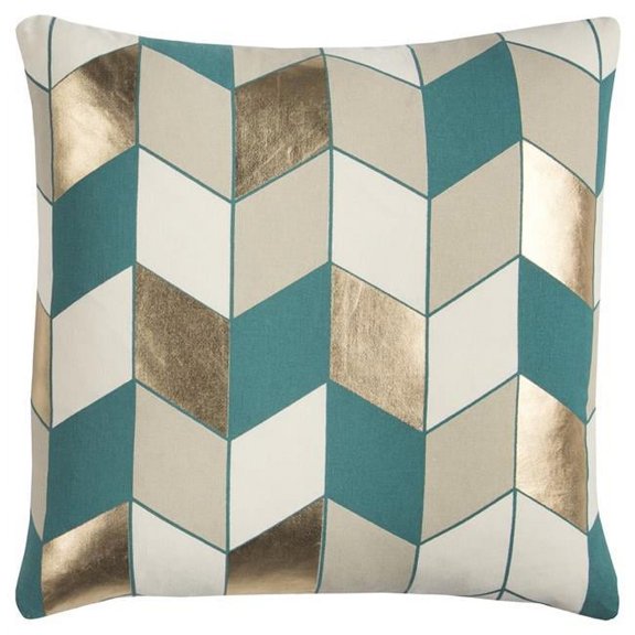 Striped Chevron Throw Pillow, Teal & Gold