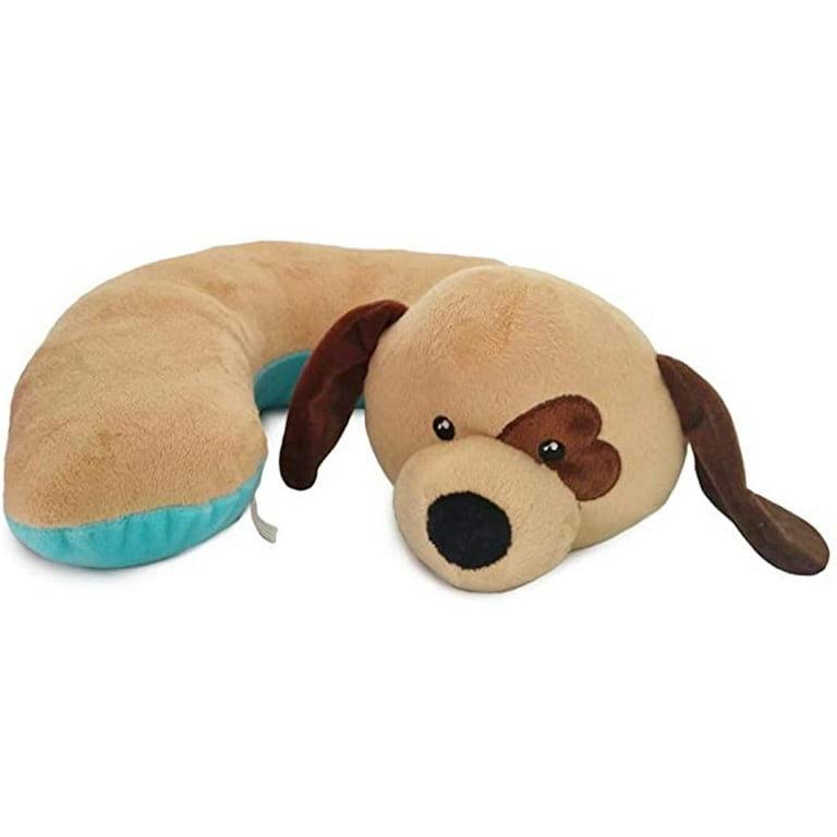 The Dog Pillow Company Plush Pet Pillow Dog Neck Pillow for Upper Spine and Calming Support Beige with Heart Eye 12 x 12 x 5 Inches