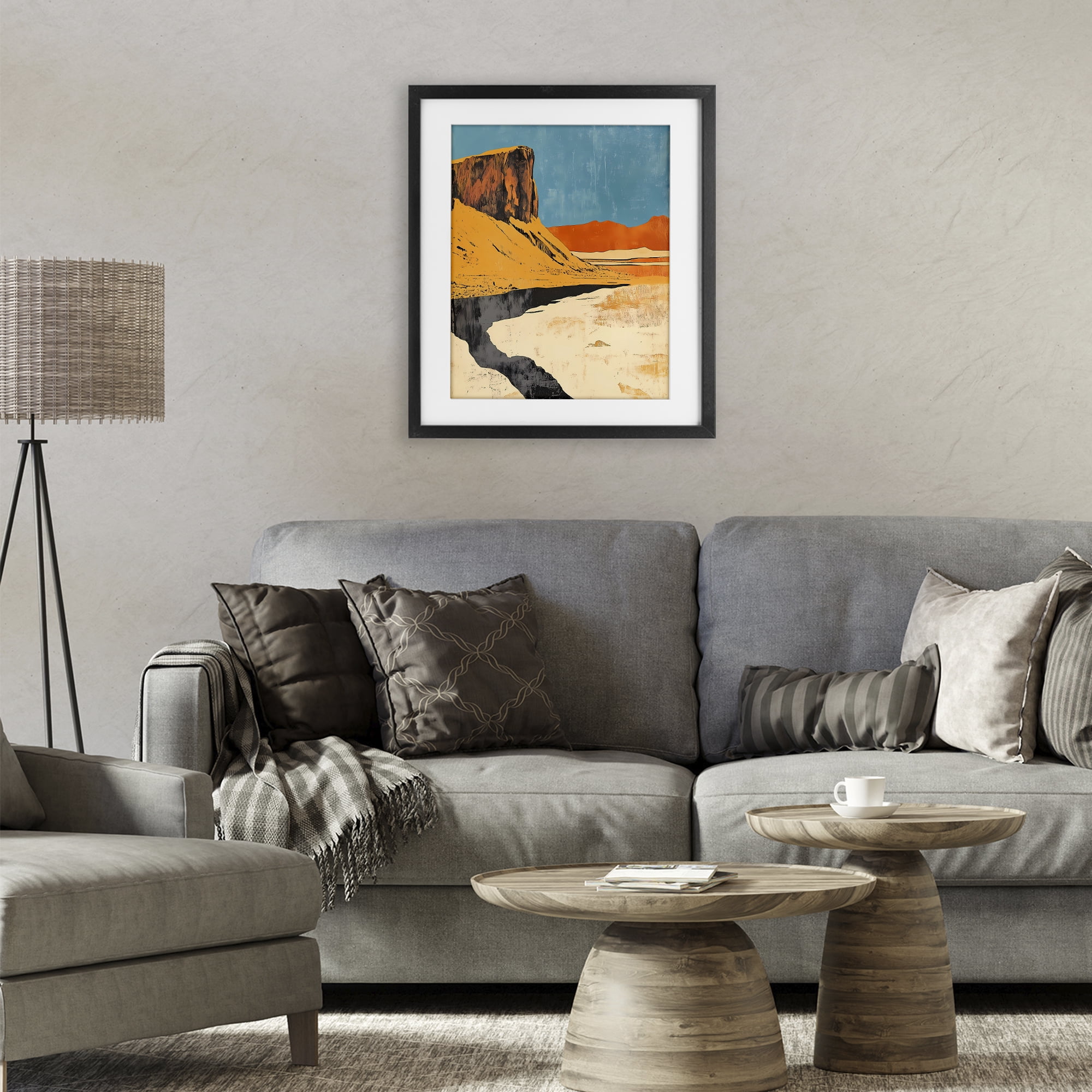 Stupell Industries Canyon Pass Pathway Black Framed Print Under Glass, design by Walker Noble