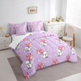 thumbnail image 2 of Manfei Cartoon Pug Twin Bedding, Love Heart Balloon Bedding Comforter Set, Purple, Reversible, 7 Pieces, 2 of 6