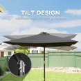thumbnail image 4 of 6.5x10ft Rectangular Patio Umbrella with 20 Solar LED Lights, Black UV Resistant Polyester Canopy, Tilt Function & Crank Handle, Outdoor Market Parasol for Garden, Pool, Deck, 4 of 7