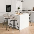 thumbnail image 5 of EYYTHUNG Modern Swivel Bar Stools Set of 6, Suede Fabric Woven Design Bar Chairs with Back Support & Footrest Height Barstools, Grey, 5 of 7