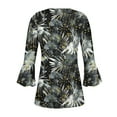 thumbnail image 4 of CYMMPU Spring Tops Button V Neck Flare Sleeve Fall Fashion Shirts Flower Pattern Blouses for Women Dressy Casual 3/4 Sleeve Tunic Tops Loose Fit Empire Waist A Line T-Shirts Multicolor XL, 4 of 5
