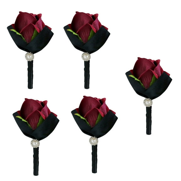 Acahhotxx Wedding Corsages, 5Pcs Rose Wrist Corsages for Bride Bridesmaid Bridal Showers, Wedding Rose Boutonniere for Ceremony Anniversary Proms - Corsage