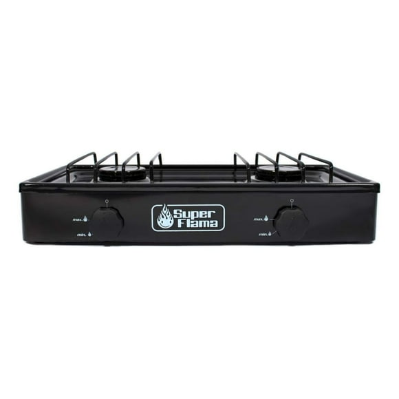 PARRILLA 2 QUEMADORES COLOR NEGRO MARCA SUPERFLAMA Super Flama 2Q/N