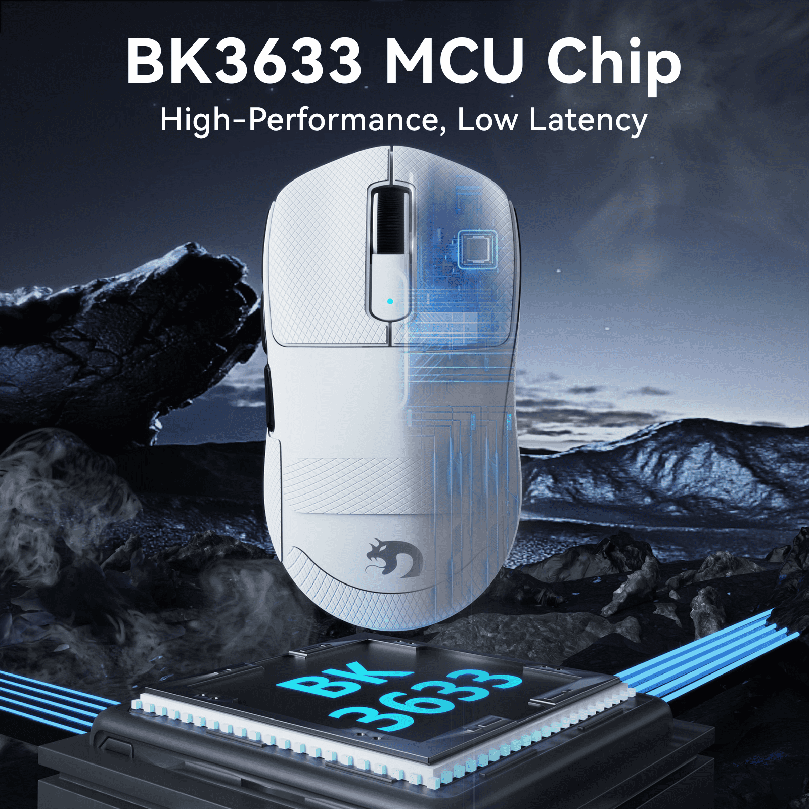 MAMBASNAKE M3 39g SUPERLIGHT Mouse, PixArt PAW3395PRO Gaming Sensor, BT/2.4G Wireless/Wired Gaming Mouse, 6 Adjustable DPI up to 40000, 200 Hrs Battery, Office Mice for PC/Win/Mac - White&Tape