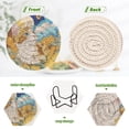 thumbnail image 4 of 6 Pcs Drink Coasters with Holder 3.94in Woven Coasters for Drinks Cat Lies in The Sunflowers Coaster Set for Protection Table, 4 of 7