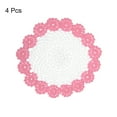 thumbnail image 3 of Fabric Coasters, 4pack 8" - Cotton Woven Crochet Doilies, Lace Embroidery Cup Mat with Floral Pattern (Pink), 3 of 5