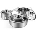 thumbnail image 1 of Stainless Steel Cookware Set, 6-Piece Pot Set, Kitchen Cookware Sets with Glass Lids, Stay-Cool Handle, Oven Safe, Works with Induction, Electric and Gas Cooktops, 1 of 7