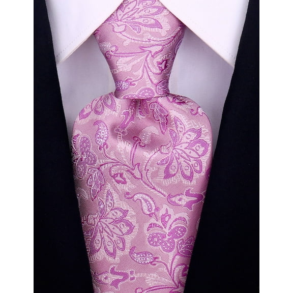 Pink Silk Floral Necktie | Pink Floral Wedding Tie for Groom | Designer Silk Ties for Men | Scott Allan Silk Neckwear Tie