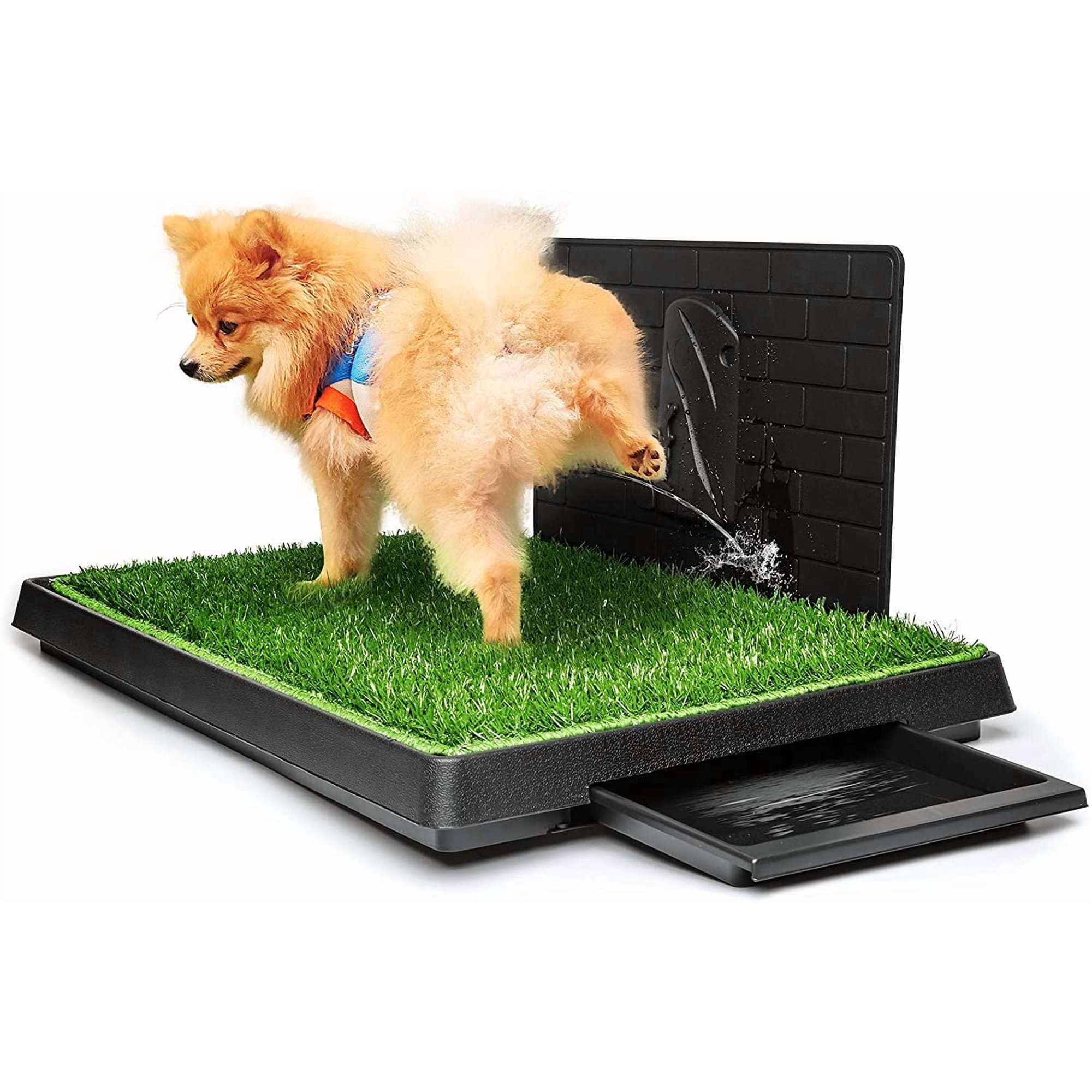 Dog Grass Pad with Tray Large, Puppy Turf Potty Reusable Training Pads with Pee Baffle, Artificial Grass Patch for Indoor and Outdoor Use, Ideal for Small and Medium Dogs (30"×20")