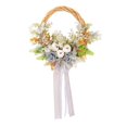 thumbnail image 3 of Corona artificial de cosecha con decoración de calabazas blancas, corona colgante rústica, corona de puerta delantera para el hogar y la sala de estar, 3 of 9