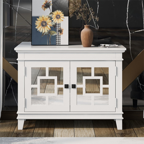 Accent Storage Wooden W/ Decorative Mirror Door,Modern