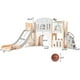 thumbnail image 2 of Historyli Juego infantil 8 en 1 para niños de 1 a 3 años, tobogán interior y exterior con trepador y aro de baloncesto, color rosa y gris, 2 of 8