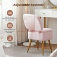 thumbnail image 4 of Vanity Stool Chair with Storage and Folding Back, Small Faux Fur Soft Ottoman, 4 Metal Legs with Anti-Slip Feet, Modern Multifunctional Chairs for Makeup, Bedroom (Pink), 4 of 14