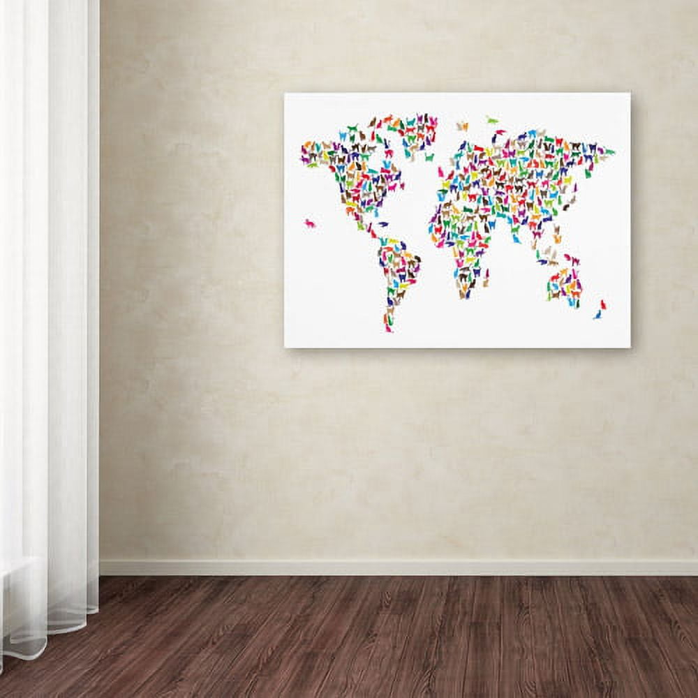 Trademark Art 'Cats World Map' Canvas Art by Michael Tompsett