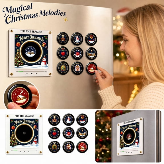 Christmas Vinyl Player Fridge Record NFC Magnetic Music Box Set, Christmas Decors, Christmas Home Gift