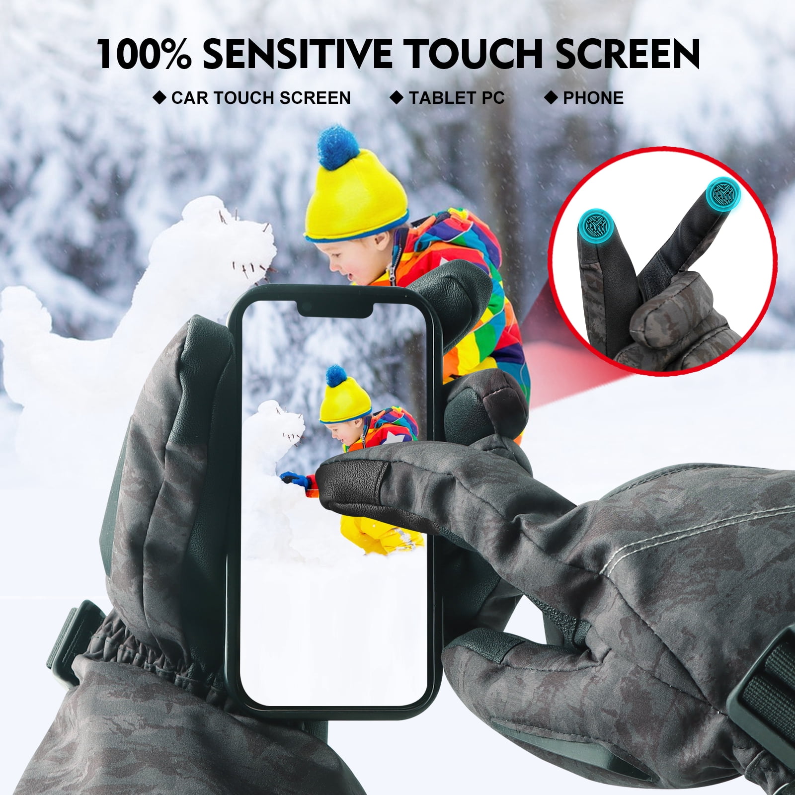 ABXMAS Heated Gloves, Heated Gloves for Men and Women, Waterproof Touch Screen Rechargeable Heated Gloves with Two 7.4V 3200mAh Batteries for Winter Outdoor Cycling Skiing Work, M