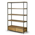 thumbnail image 2 of Alta Brown Pine Wood Display Shelf Etagere Metal Frame Bookcase with Drawers, 2 of 6