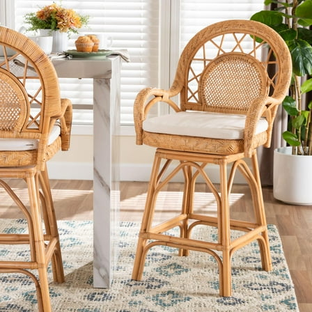 bali & pari Adam Boho Counter Stool, Counter Height, Light Honey