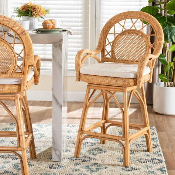 bali & pari Adam Boho Counter Stool, Counter Height, Light Honey